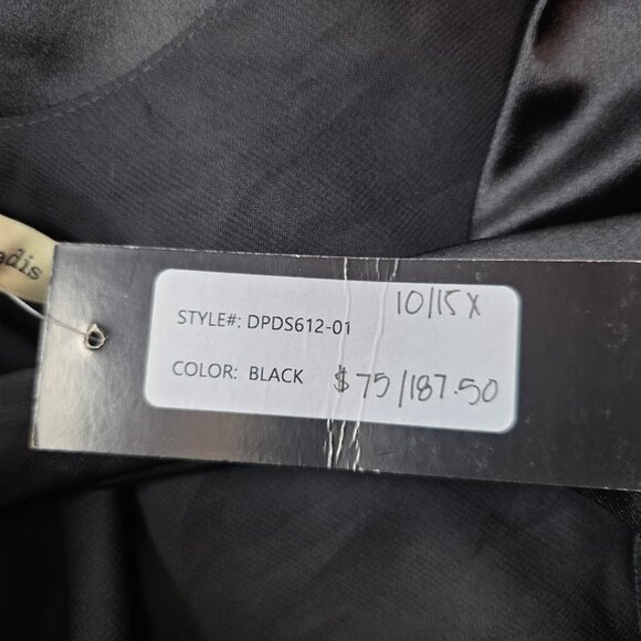 NWT Du Paradis Long Sleeve Deep V Ruched Dress Black - Picture 11 of 11